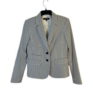 Nine West Women’s Gray & White Seersucker Lined Blazer Jacket Size-4